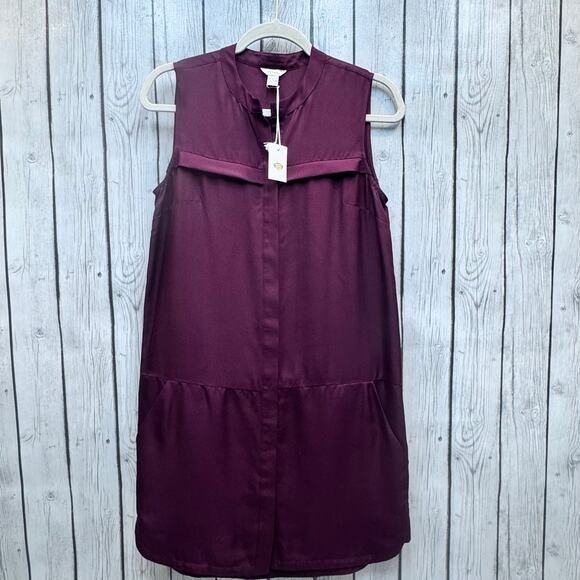 NWT Fossil Burgundy Sleeveless Tunic Shift Dress Size 4 - Picture 1 of 5